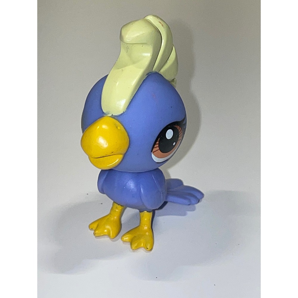 Littlest Pet Shop LPS Cockatoo #3296 Periwinkle Purple Bird Yellow‎ Beak Hasbro